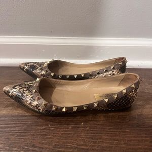 Valentino Snakeskin Rockstud Flats